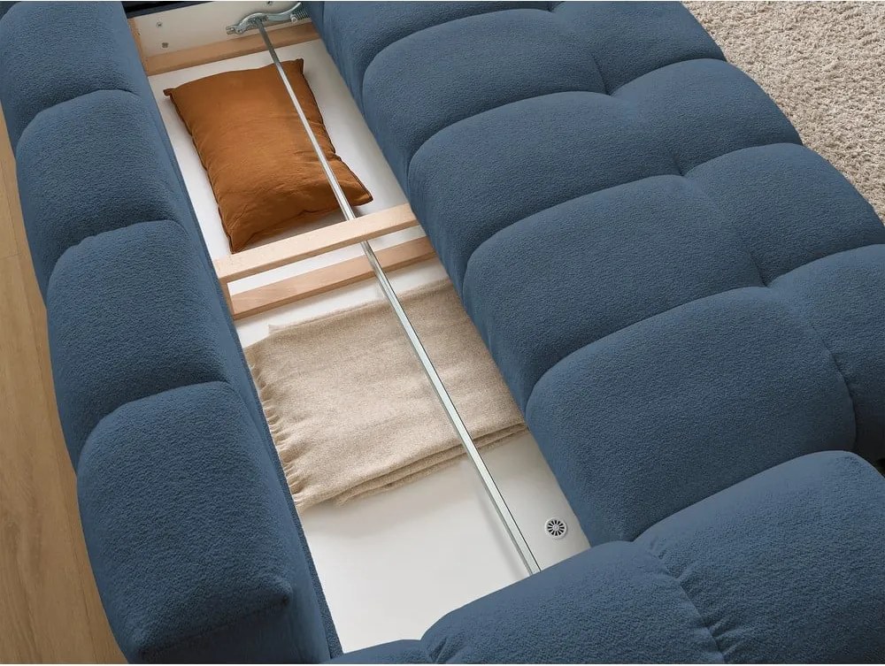 Divano blu scuro con rivestimento in ciniglia 278 cm Everest – Bobochic Paris