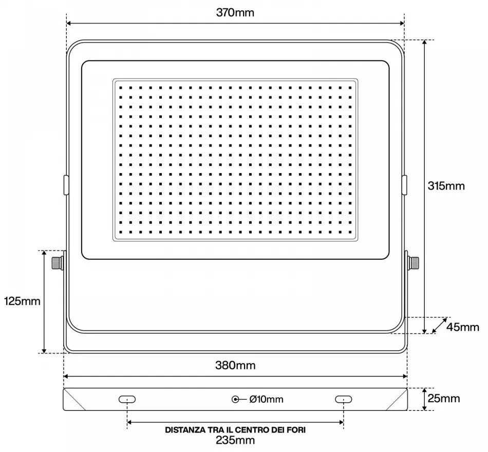 Faro LED 200W IP65, 125lm/W - chip LED OSRAM Black Colore  Bianco Caldo 2.700K