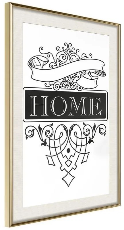 Poster  Home III  Cornice Quadri Cornice d'oro con passe-partout, Larghezza x Altezza Home decor 30x45