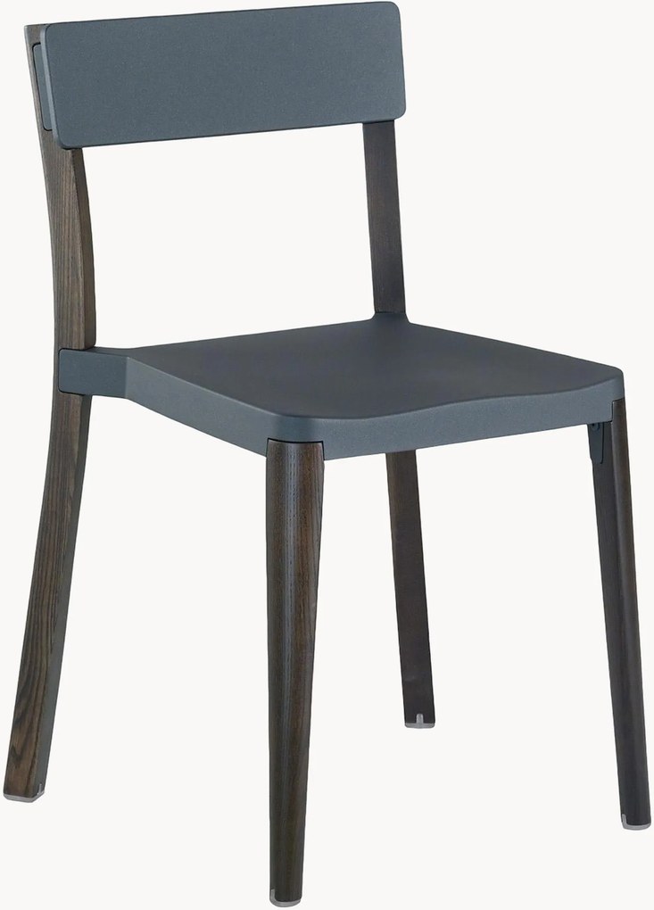 Sedia da pranzo impilabile fatta a mano con gambe in legno di frassino Lancaster