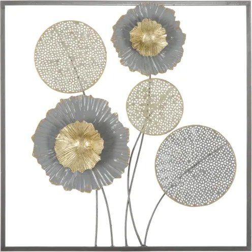 Pannello Decorativo a Fiori Sqity 50x3,8x50 Cm In Ferro Multicolore