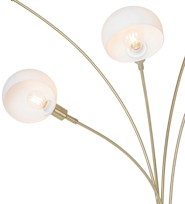 Lampada da terra di design in ottone con vetro opale 5 luci - Sixties Marmo