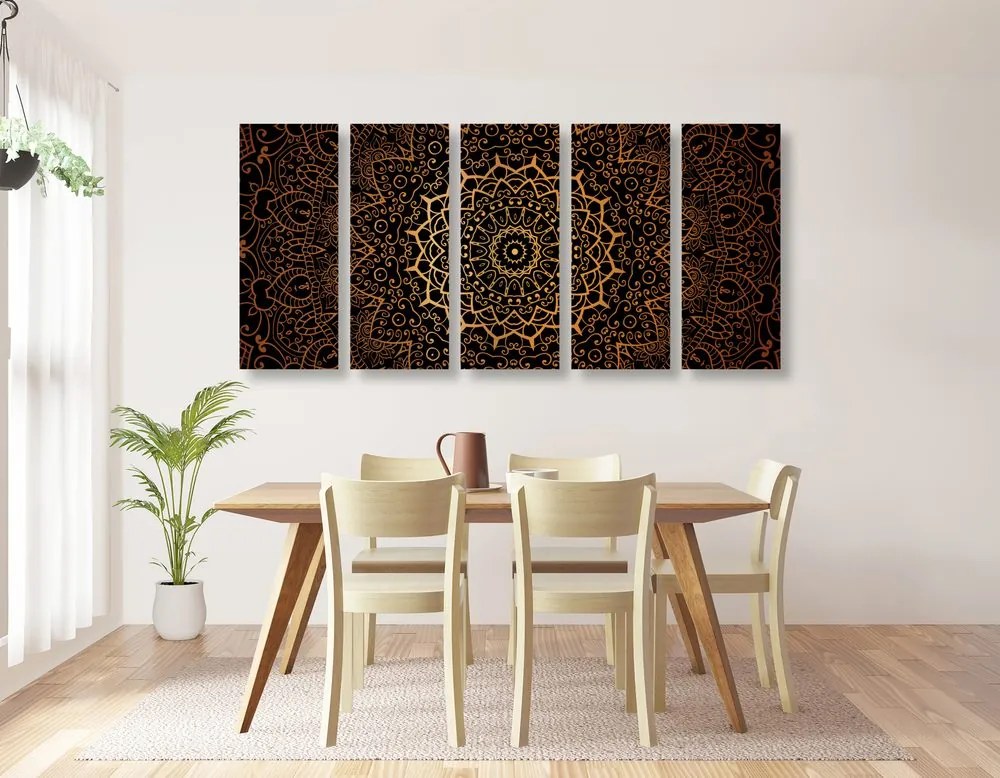 Quadri 5 pezzi – Mandala vintage in stile indiano