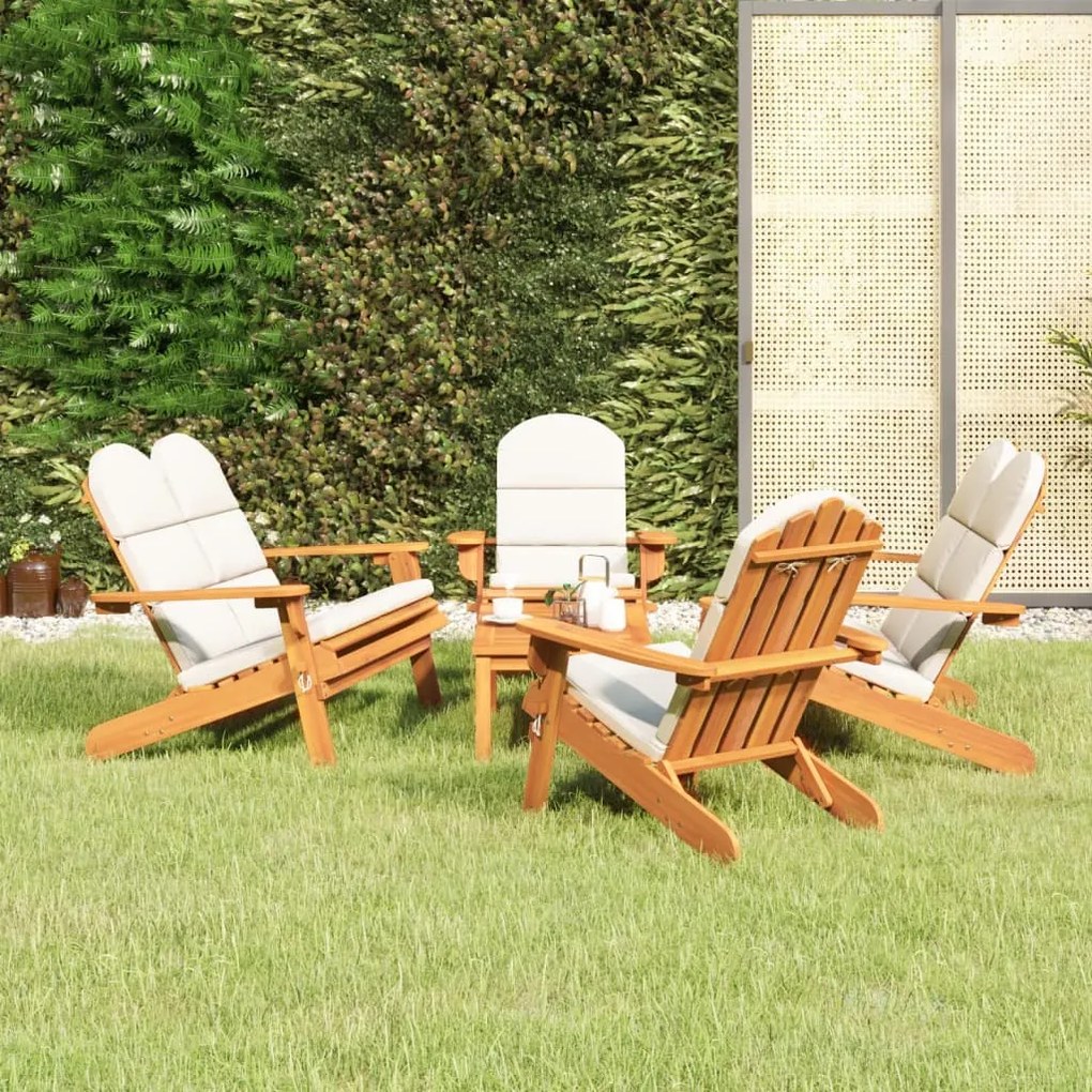 Set Salotto Da Giardino Adirondack 5pz Legno Massello Di Acacia /