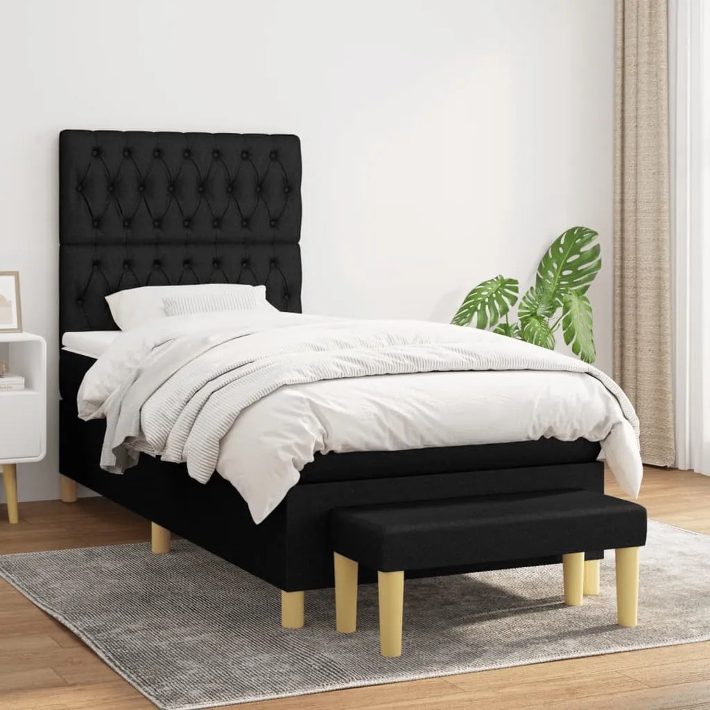 Giroletto A Molle Con Materasso Nero 100x200 Cm İn Tessuto /