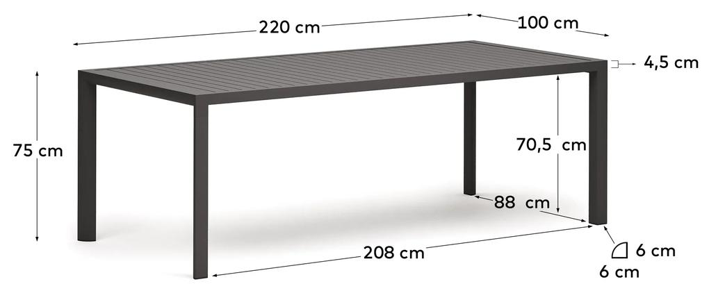 Kave Home - Tavolo da esterno Culip in alluminio finitura grigia 220 x 100 cm