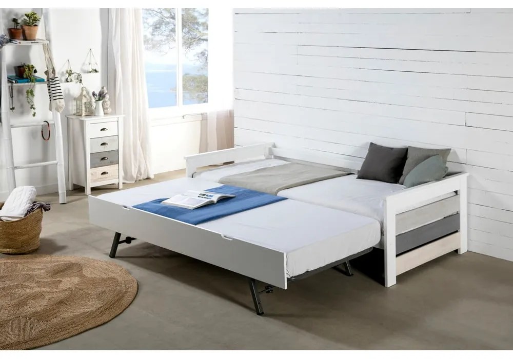 Cassettiera alta bianca e grigia con 4 cassetti , 46 x 80 cm Romantica - Marckeric