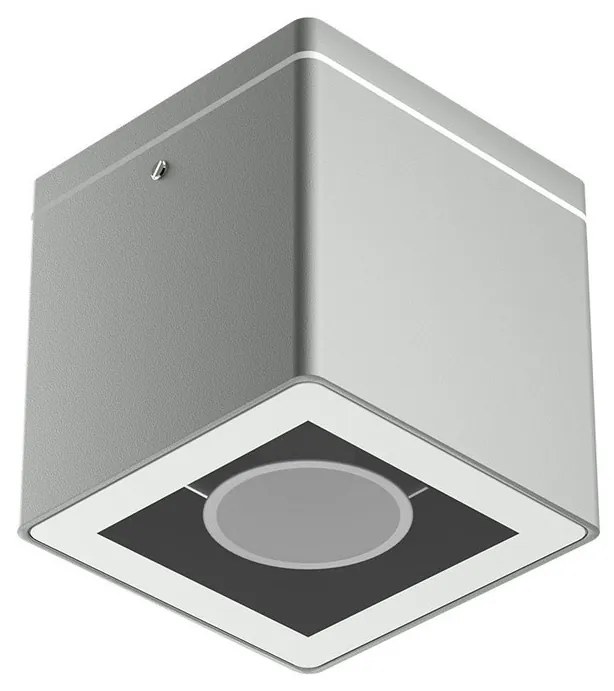 Plafoniera da soffitto Quadrata GU10 IP54 in Alluminio - Grigia