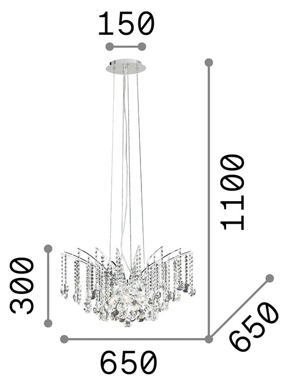 Sospensione Moderna Audi-77 Metallo-Cristallo Cromo 8 Luci G9 3W 3000K