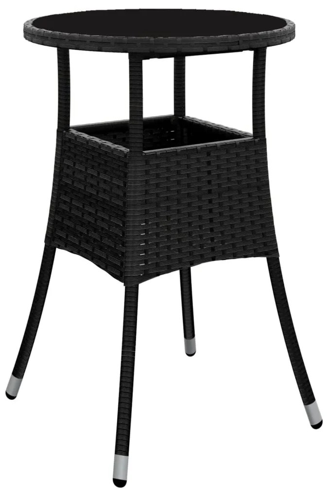 Set Bistrò da Giardino 5 pz con Cuscini in Polyrattan Nero