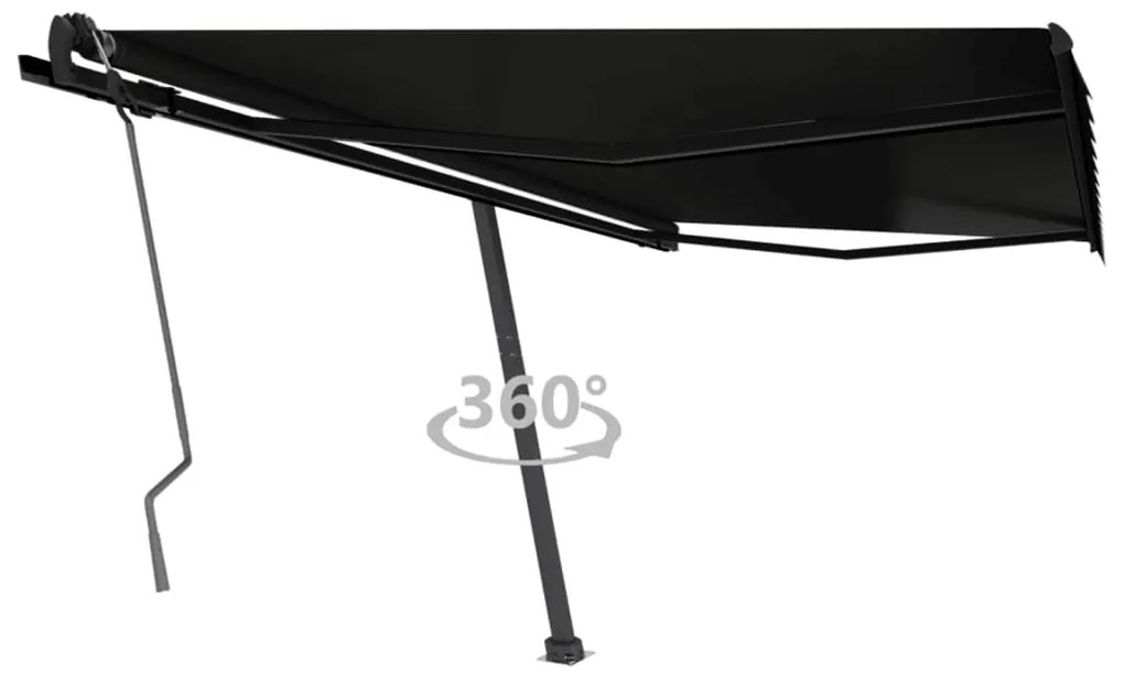 Tenda Sole Retrattile Manuale Con Palo 450x350 Cm Antracite /