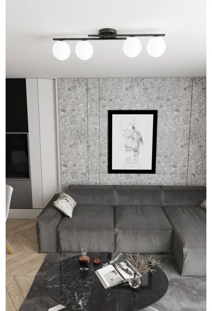 Lampada da soffitto in acciaio KAIRO 4 da interno 4xE14 Colore del corpo Nero e Bianco
