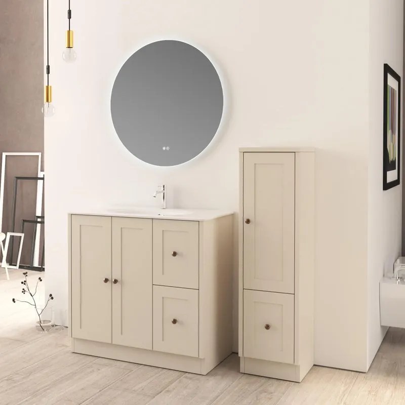 Mobile sottolavabo e lavabo HAMPTON cotone, bianco lucido, bronzo in mdf L 90 x H 86 x P 46 cm 1 vasca