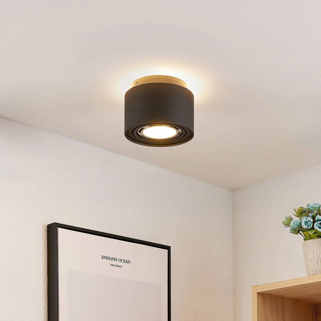 Plafoniera soffitto Walisa Arcchio, dimmerabile, Nero, Soggiorno / Sala da pranzo, Alluminio, Moderno, Plafoniera