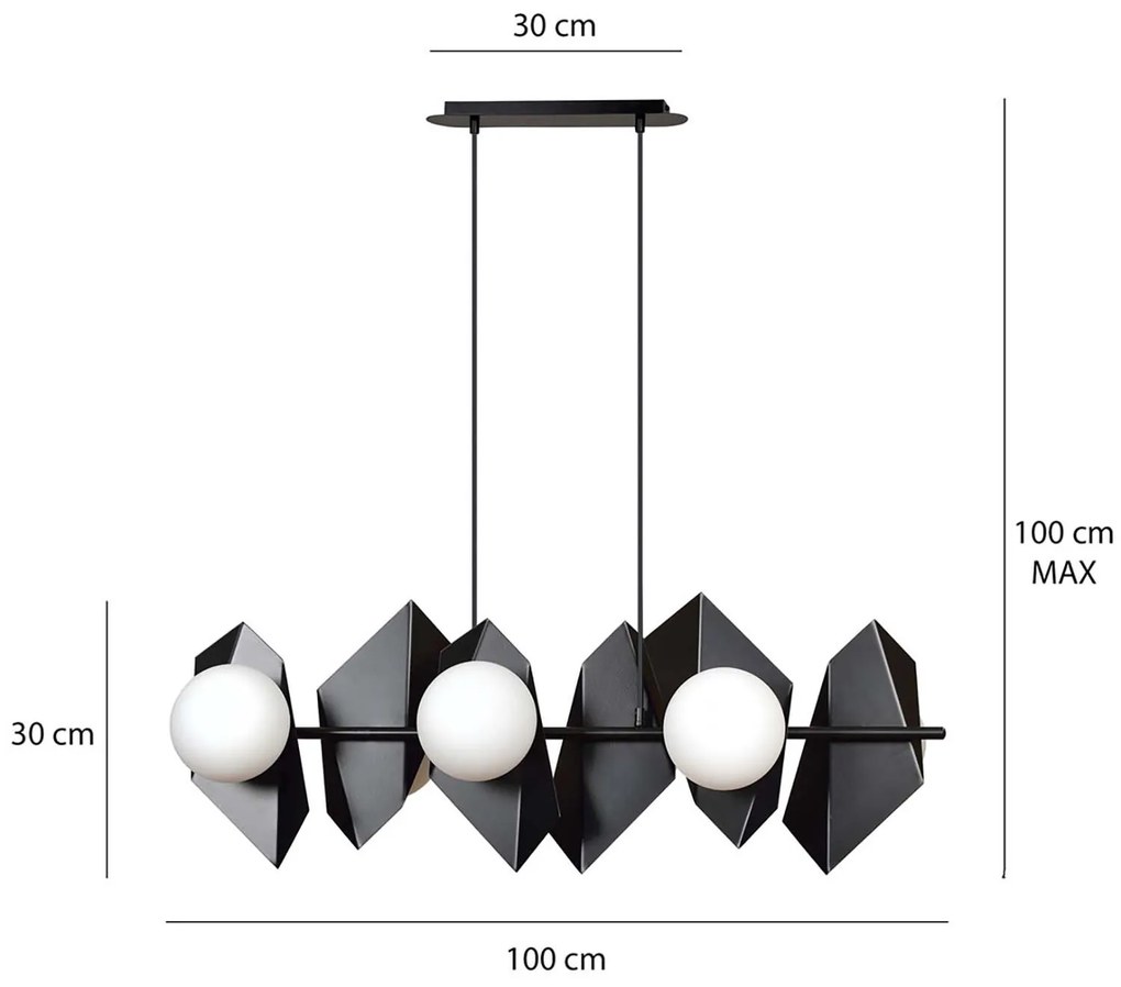 Lampadario Minimal Parvati Acciaio Nero 6 Luci E14 Ip20