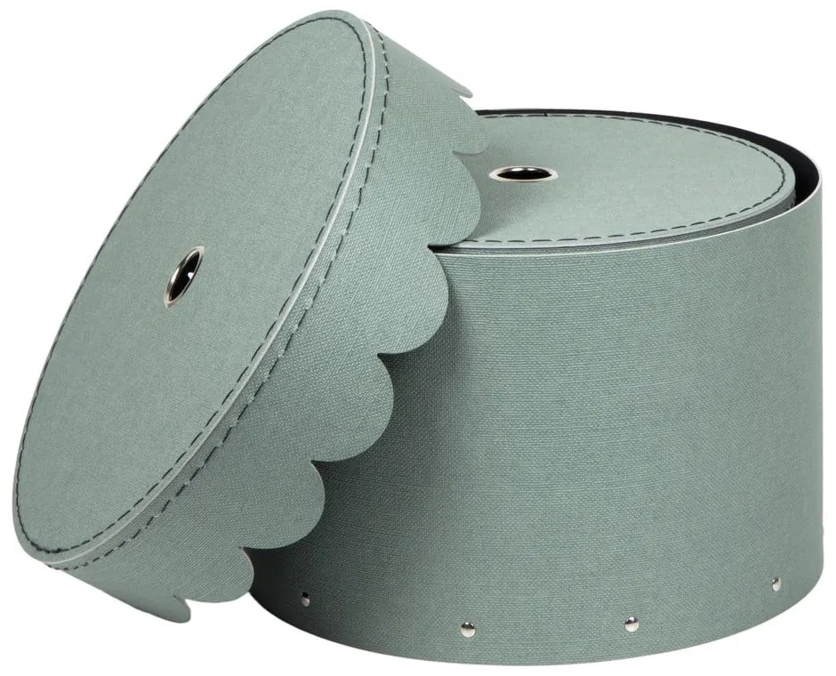 Scatole in set con coperchio color foglia di tè in cartone 2 pz ø 26x17,5 cm Wilma Canvas Paper Laminate – Bigso