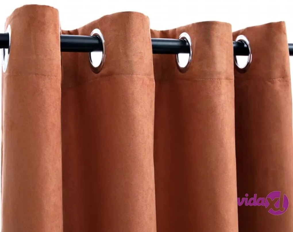 vidaXL Tende Oscuranti con Anelli in Metallo 2 pz Ruggine 140x245 cm