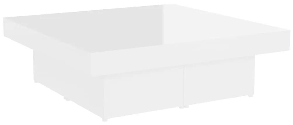 Tavolino da Salotto Bianco Lucido 90x90x28 cm Legno Multistrato