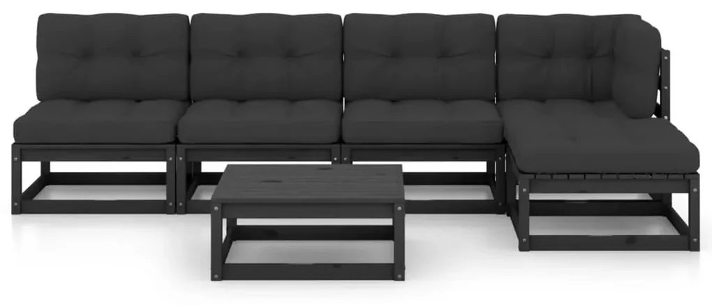 Set divani da giardino 6 pz con cuscini legno massello di pino