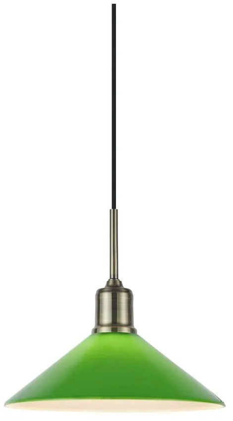 Lampadario verde e color ottone con paralume in vetro ø 25 cm Vela – Markslöjd