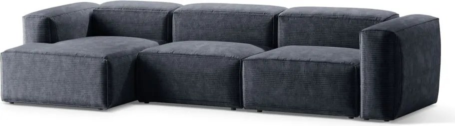 Divano angolare blu polveroso (con penisola a sinistra/con chaise lounge) con rivestimento in velluto a coste Bergamo – Cosmopolitan Design