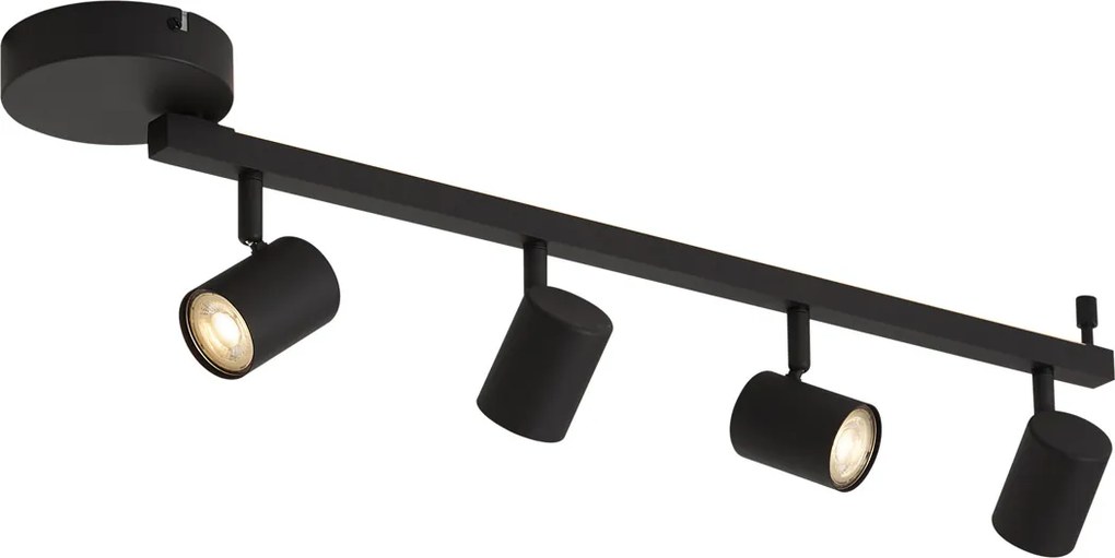 Faretto da soffitto moderno nero a 4 luci GU10 50mm con retroilluminazione e interruttore a 3 posizioni - Back Up