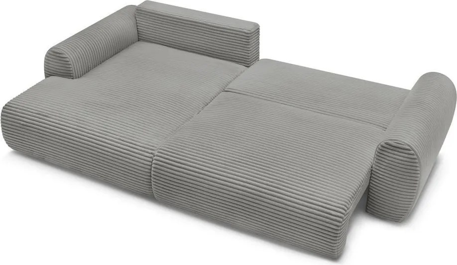 Divano angolare in grigio scuro allungabile (con penisola a sinistra) con rivestimento in velluto a coste Lucien – Bobochic Paris