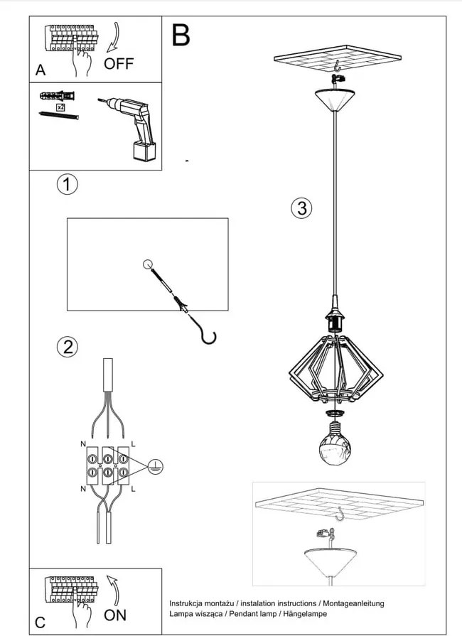 Lampada a sospensione in colore naturale con paralume in legno ø 27,5 cm Toranja - Sollux