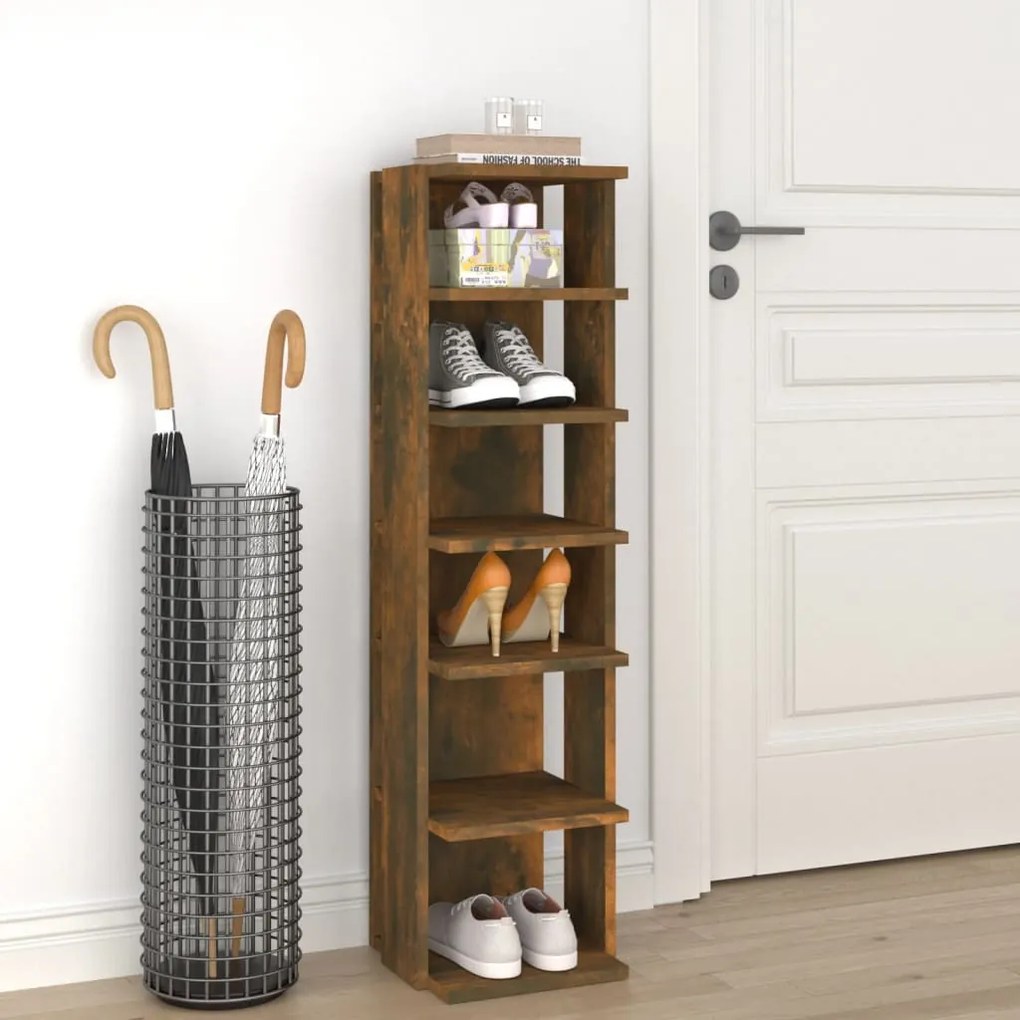 Scarpiera Rovere Fumo 27,5x27x102 Cm Legno Multistrato /