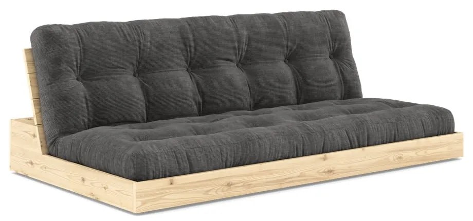 Divano letto in velluto a coste nero-antracite 196 cm Base - Karup Design