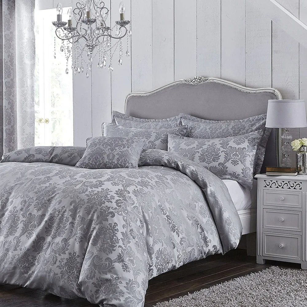 Biancheria da letto grigia Jacquard, 135 x 200 cm Damask Jacquard - Catherine Lansfield