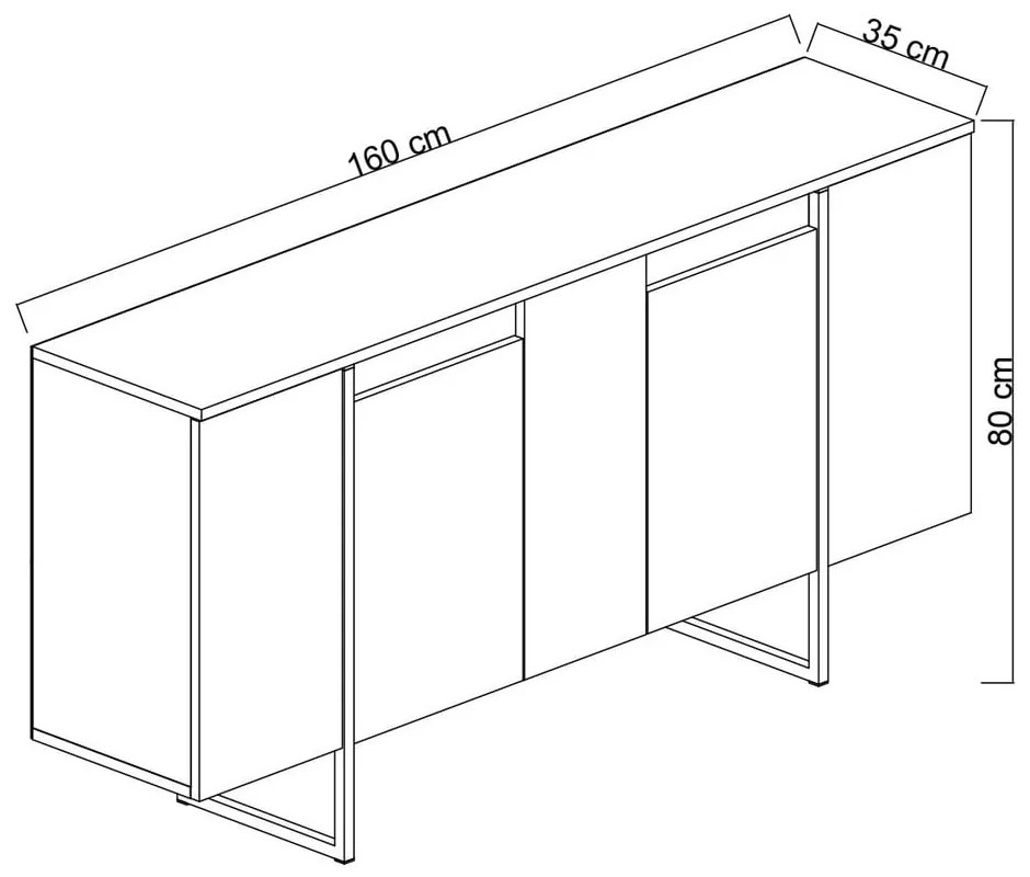 Credenza antracite 160x35 cm Luxe - Kalune Design