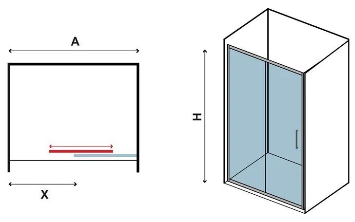 Kamalu - porta doccia nicchia 100cm vetro satinato anticalcare kf5000