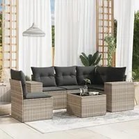 Set Divano da Giardino 6pz con Cuscini Grigio Chiaro Polyrattan 3222581