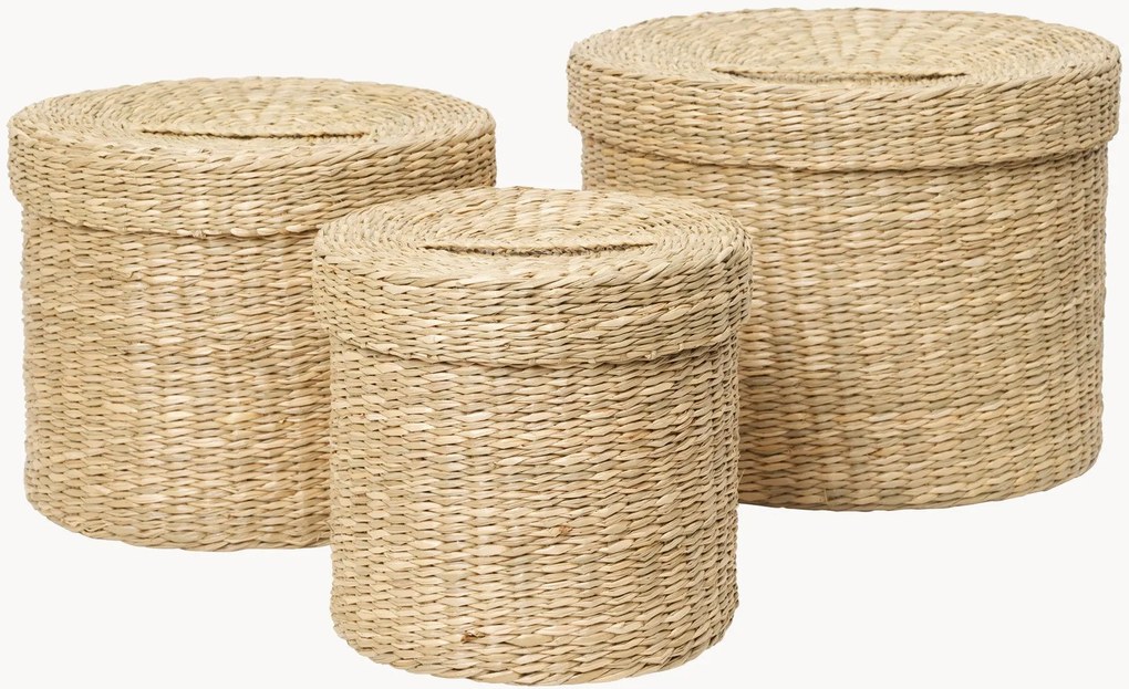 Set di 3 cestini in fibra naturale Gaby