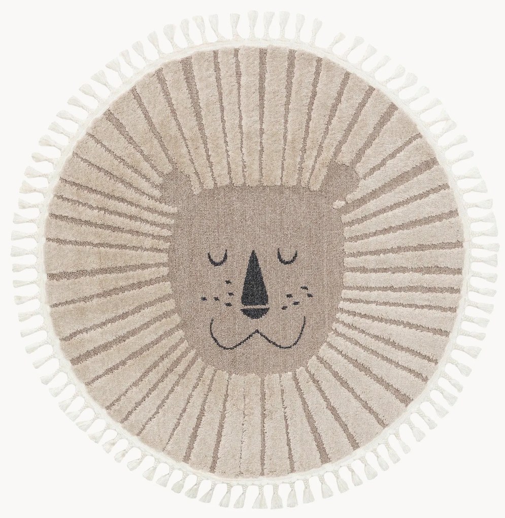 Tappeto rotondo per bambini con nappe e motivo in rilievo Momo