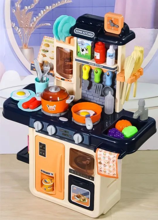 Cucina per bambini blu scuro con generatore di vapore + accessori