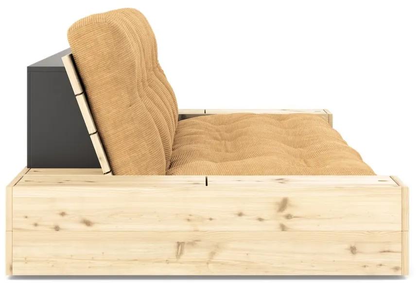 Divano letto in velluto a coste marrone chiaro-senape 244 cm Base - Karup Design