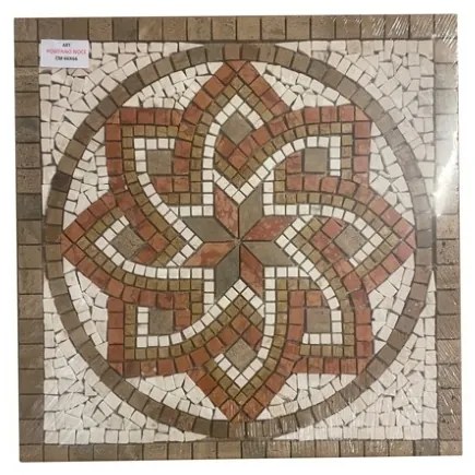 Rosone Per Pavimenti 66x66 In Mosaico Di Marmo Su Rete Positano Noce