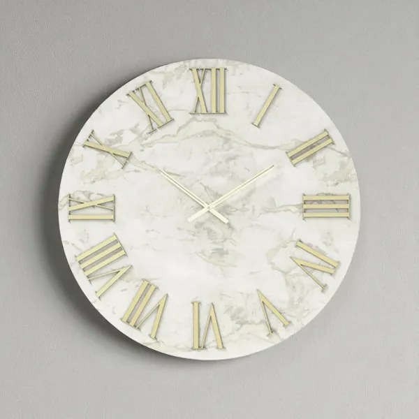Orologio HAROLD rotondo D40 cm in legno rivestito con parato Oro