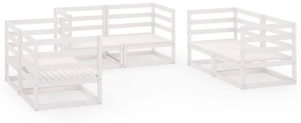 Set divani da giardino 6 pz bianco in legno massello di pino