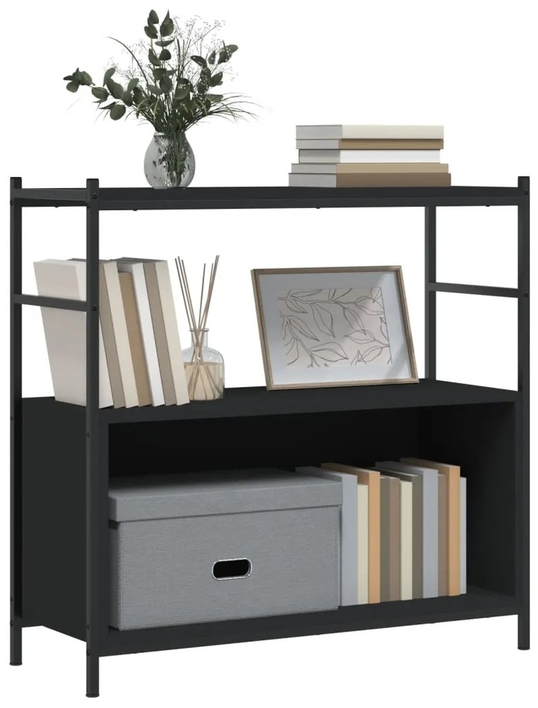 Libreria nera 80x30x78,5 cm in legno multistrato e ferro