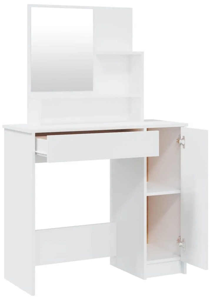 Set tavolo da toeletta bianco lucido 86,5x35x136 cm