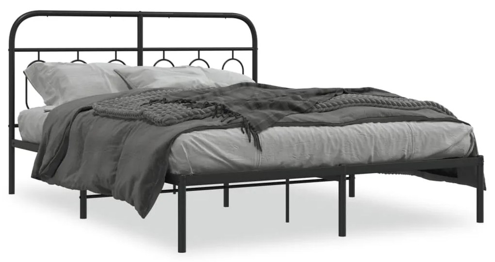Giroletto Con Testiera İn Metallo Nero 140x190 Cm /