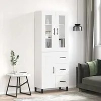 Credenza Bianco Lucido 69,5x34x180 cm in Legno Multistrato 3198683