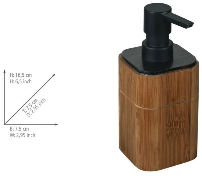 Dispenser di sapone in bambù marrone 200 ml Serro - Wenko