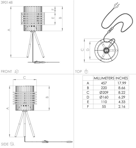 Eglo 390148 - Lampada con piedistallo OLTAMAR 1xE27/40W/230V color crema