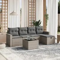 Set Divano da Giardino 6 pz con Cuscini Grigio in Polyrattan 3263476