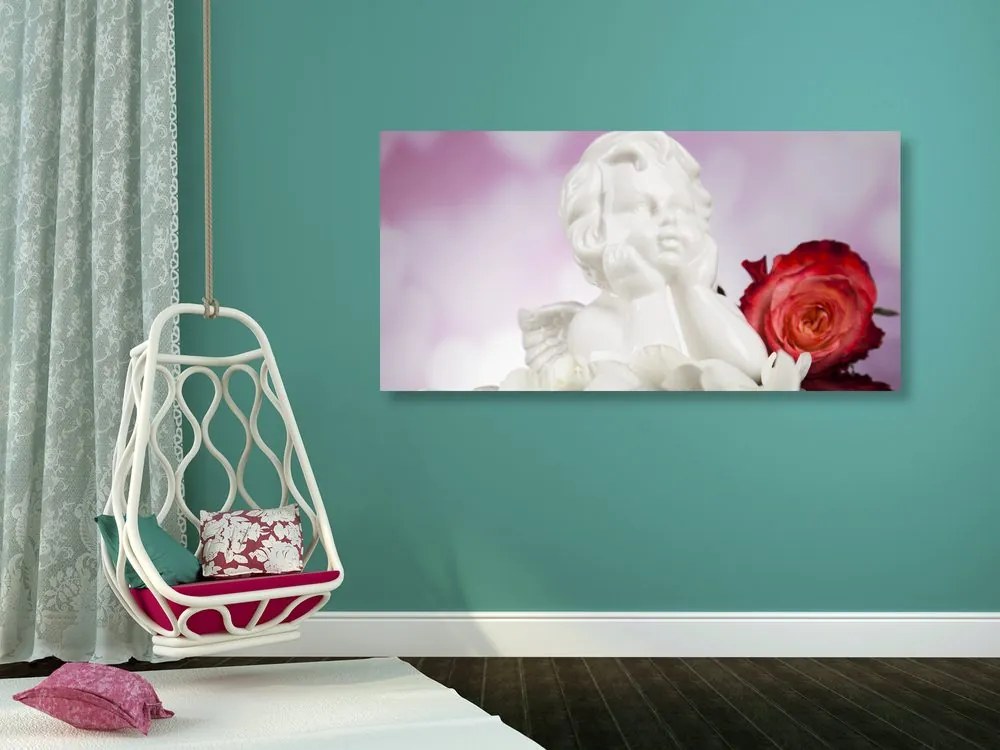 Stampa su tela – Angelo con rosa