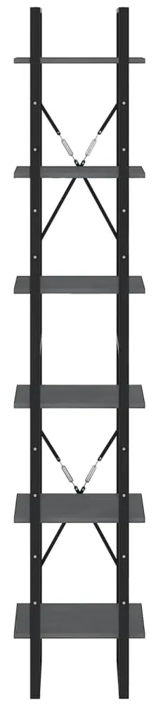 Scaffale alto grigio 40x30x210 cm in legno massello di pino